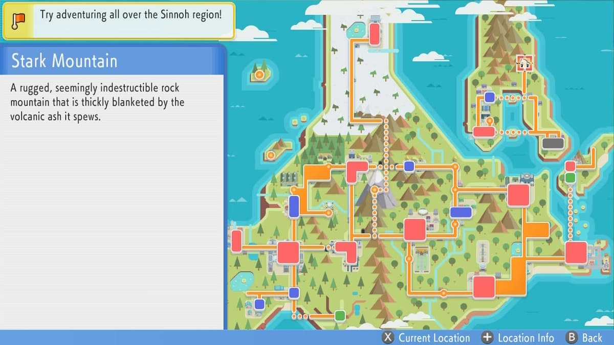 Ubicación del mapa de Pokémon Brilliant Diamond y Shining Pearl Heatran