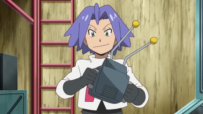 Una imagen de Jesse en Pokémon con una máquina de radiestesia