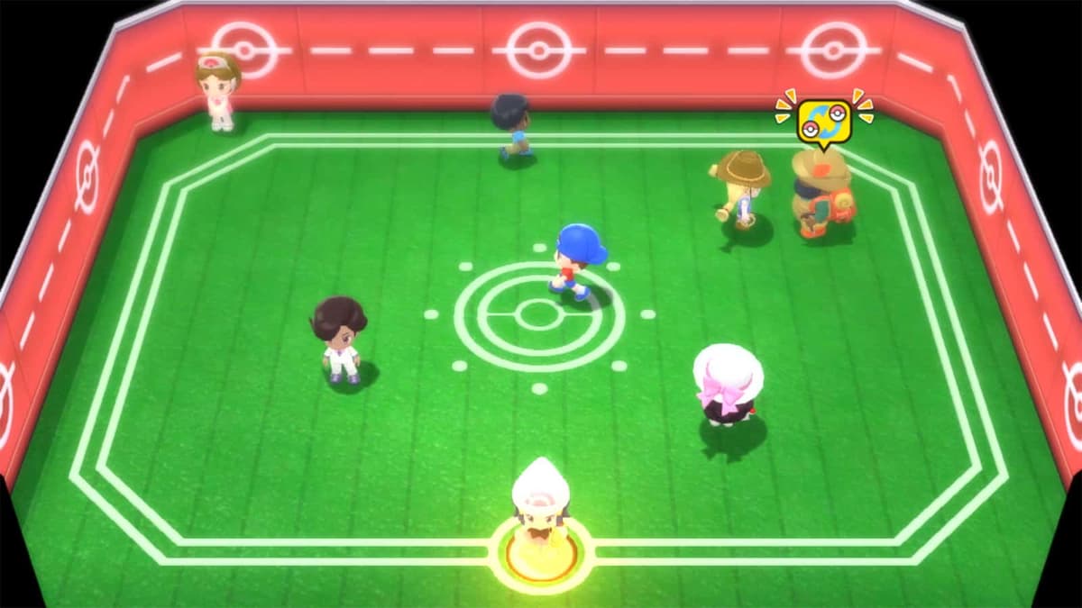 A Trainer trading Pokemon in Brilliant Diamond and Shining Pearl