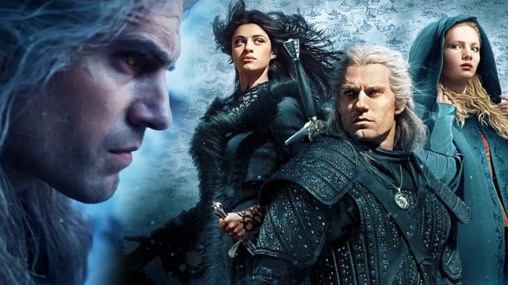 Geralt, Yennefer y Ciri en la obra de arte de The Witcher