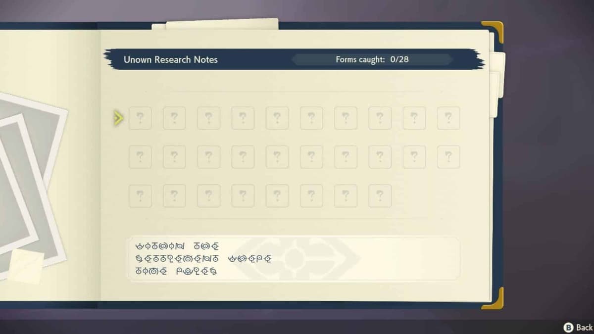 sección de pokedex desconocida en pokemon legends arceus
