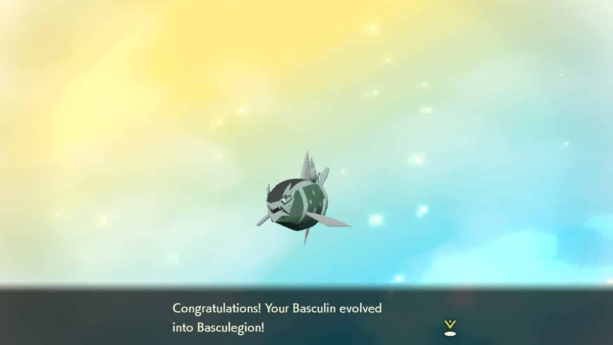 Pokemon Legends Arceus Basculegion evolution screen.