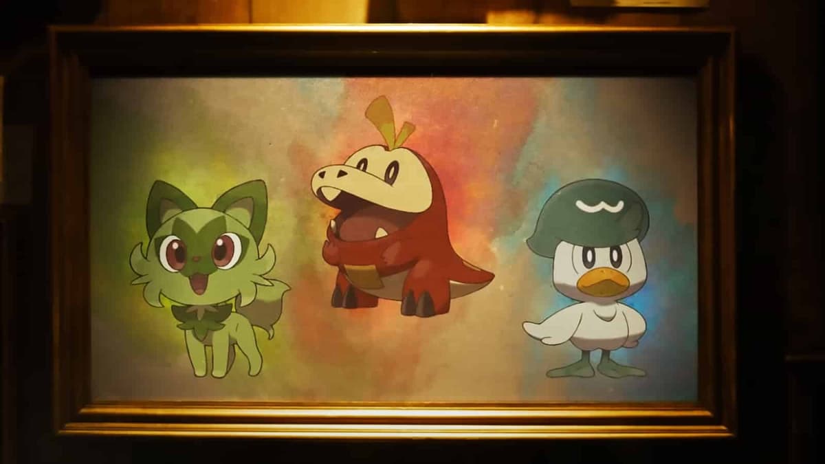 La pintura de Pokemon Scarlet & Violet Starters revela una captura de pantalla del tráiler.