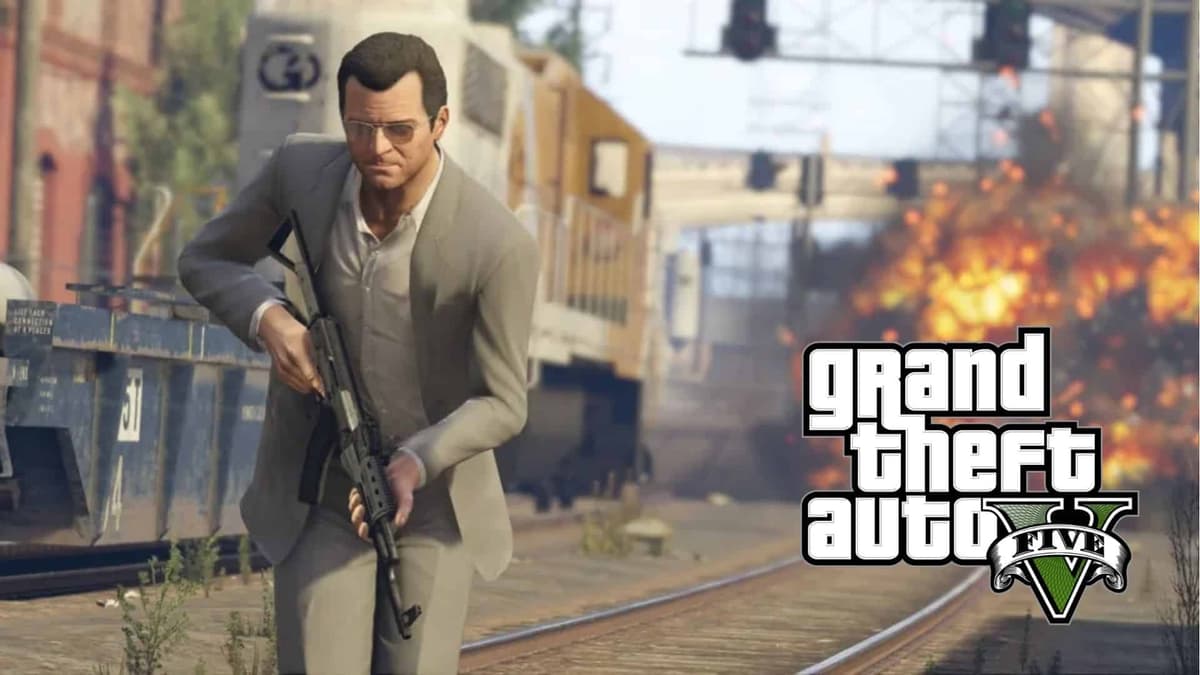 michael huyendo de una explosión en gta 5