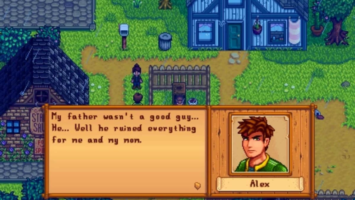 alex hablando con el jugador en stardew valley