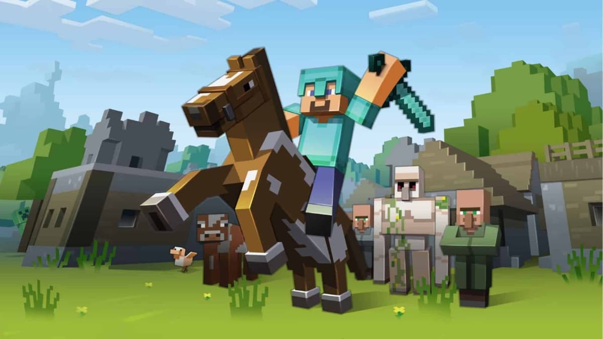 steve montando a caballo en minecraft