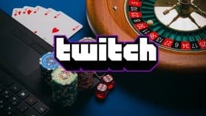 Twitch logo con una imagen de un casino