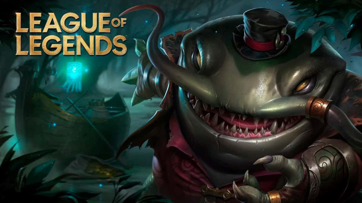 Tahm Kench con el logo de League of Legends