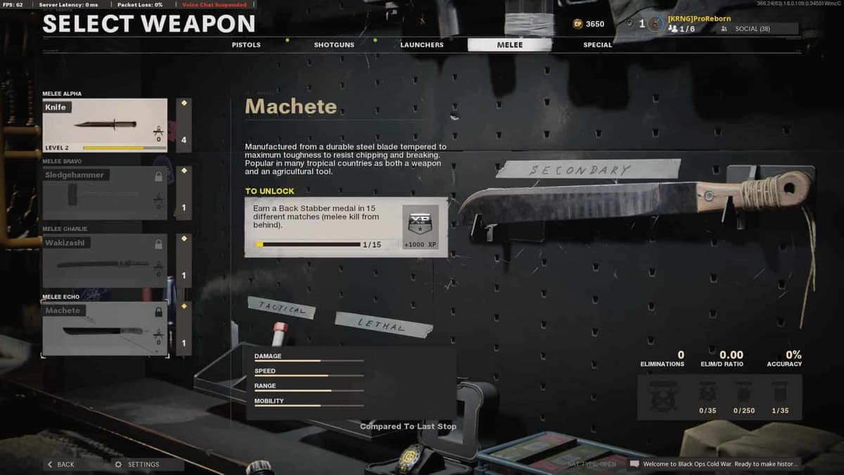 Machete en Black Ops Cold War