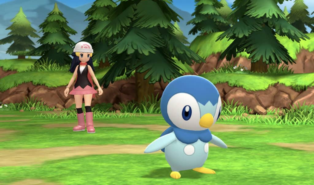 Maya y Piplup Pokémon Diamante Brillante y Perla Reluciente