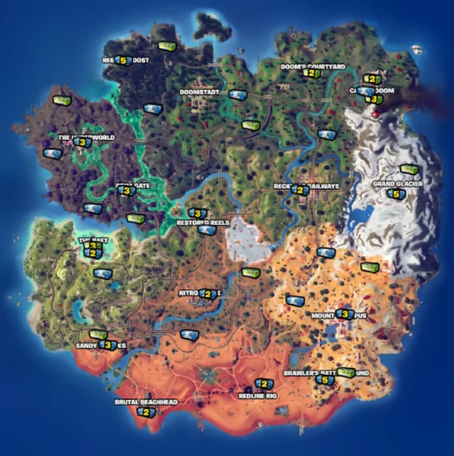 mapa cofre doom vengadores fortnite